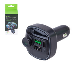 Модулятор FM 5в1 C22 12-24v 2USB 5V-3.1A Type C 5V-3.1A BT5.0 RGB-ambient light