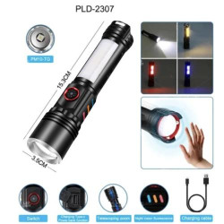 Ліхтар NIGHT VISION FLUORESCENCE PLD-2307 WHITE LASER LED PM10-TG+COB(red+blue+yellow), Motion Sensor Li-Ion акумулятор, power bank, ЗУ Type-C, zoom, Box