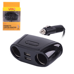 Подовжувач прикурювача VOIN 2 виходи + 2USB 2100mA 12/24V SC-2079