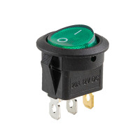 Перемикач on-off з підсвічуванням 12V круглий 3pin зелений арт.YJ-WF02B