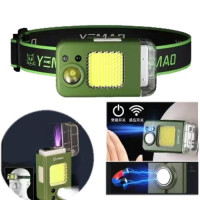 Ліхтар налобний MULTIFUNCTIONAL YM-T618-LED+COB, Motion Sensor, Li-Ion акумулятор, запальничка, ЗУ Type-C, Box
