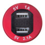 Автомобільний зарядний пристрій 2 USB 12-24V урізне в планку + вольтметр метал.