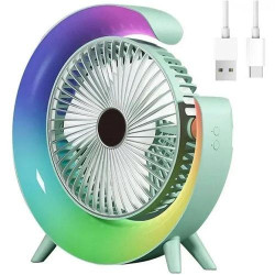 Вентилятор настільний акумуляторний з RGB підсвічуванням USB