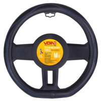 Чохол на кермо VLOD-LF2161 BK R/BL M чорний/БО/шкіра один шов/flat