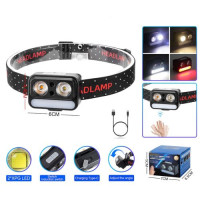 Ліхтар налобний 2069-XPG (white)+XPG(yellow)+5SMD(red), Motion Sensor, Li-Ion акумулятор, ЗУ Type-C