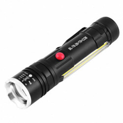 Ліхтар T6-26+T6+COB, ЗУ micro USB, 1x18650/3xAAA, магнит, zoom, Box