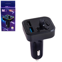 Модулятор FM 5в1 M3 12-24v 2USB 5V-3.1A Type C 5V-3.1A TF card BT5.0 RGB-ambient light