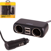 Розгалужувач (подовжувач) прикурювача VOIN 2 виходи +2USB 2400mA 12/24V SC-2004L дріт