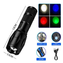 Ліхтар X10-4XPE LED(WHITE+RED+BLUE+GREEN), Li-Ion акумулятор, ЗУ microUSB, zoom