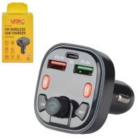 Модулятор FM, VOIN W-3305, 12-24V 2 USB 3.1A, 1 PD 20W, BT5.3, Hands free, вольтметр