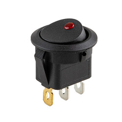 Перемикач on-off з підсвічуванням 12V круглий 3pin червоний арт.YJ-WC02R