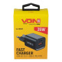 Мережевий зарядний пристрій VOIN 35W, 1 USB, QC3.0 18W + 1 PD 35W