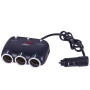 Розгалужувач (подовжувач) прикурювача VOIN 3 виходи + 2USB 2400 mA 12/24V SC-3003 дріт+вольтметр