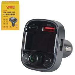 Модулятор FM, VOIN W-3387, 12-24V 1 USB QC3.0, PD 18W, BT5.0, Hands free, вольтметр