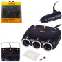 Розгалужувач (подовжувач) прикурювача VOIN 3 виходи + 2USB 2400 mA 12/24V SC-3003 дріт+вольтметр