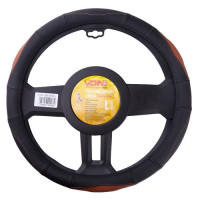 Чохол на кермо VLOD-L285 BK/BR L чорно-кор./БО/перф/шкіра